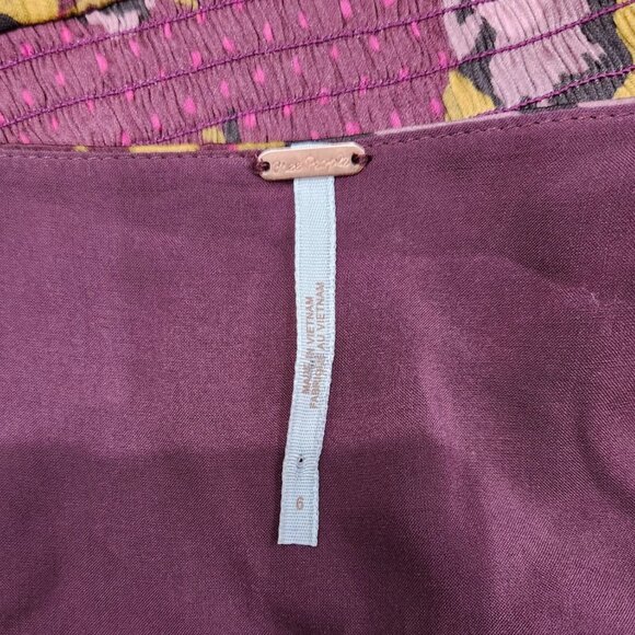 Free People Floral Fit & Flare Purple Dress Longsleeve Lightweight Size 6 - Picture 10 of 11